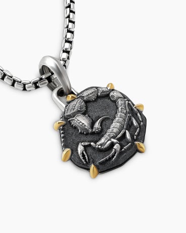 Scorpio Amulet in Sterling Silver with 18K Yellow Gold, 33mm