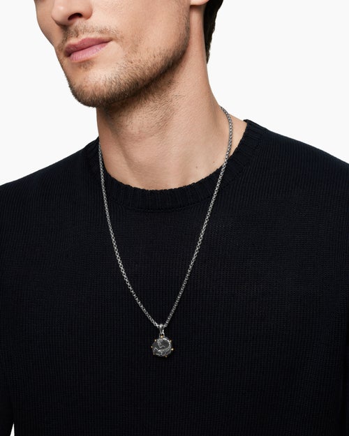 Mens Scorpio Amulet in Sterling Silver with 18K Yellow Gold, 23mm