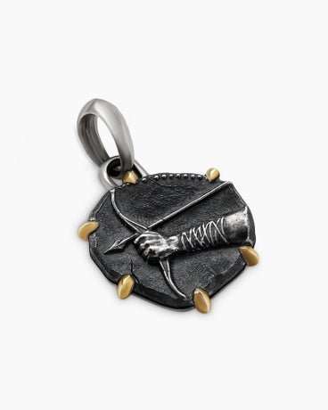 Sagittarius Amulet in Sterling Silver with 18K Yellow Gold, 33mm