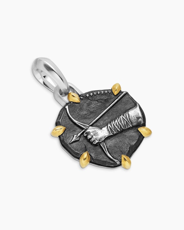 Amulette Sagittaire en argent sterling avec or jaune 18 carats, 23 mm
