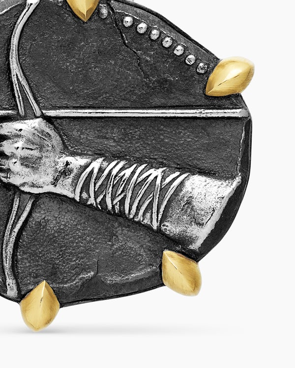 Amulette Sagittaire en argent sterling avec or jaune 18 carats, 23 mm