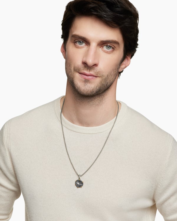 Amulette Sagittaire en argent sterling avec or jaune 18 carats, 23 mm