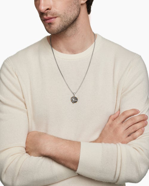 Mens Sagittarius Amulet in Sterling Silver with 18K Yellow Gold, 23mm