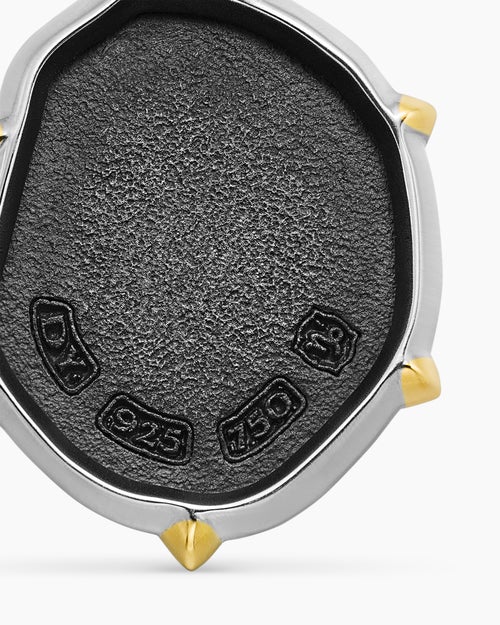 Mens Capricorn Amulet in Sterling Silver with 18K Yellow Gold, 23mm
