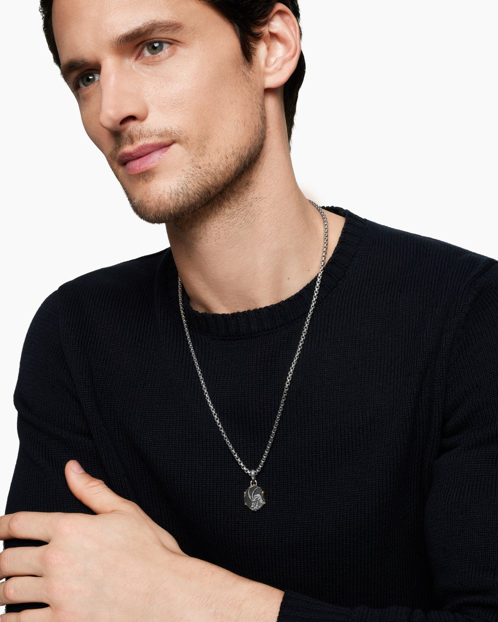 Amulette Capricorne en argent massif avec or jaune 18 carats, 23 mm homme