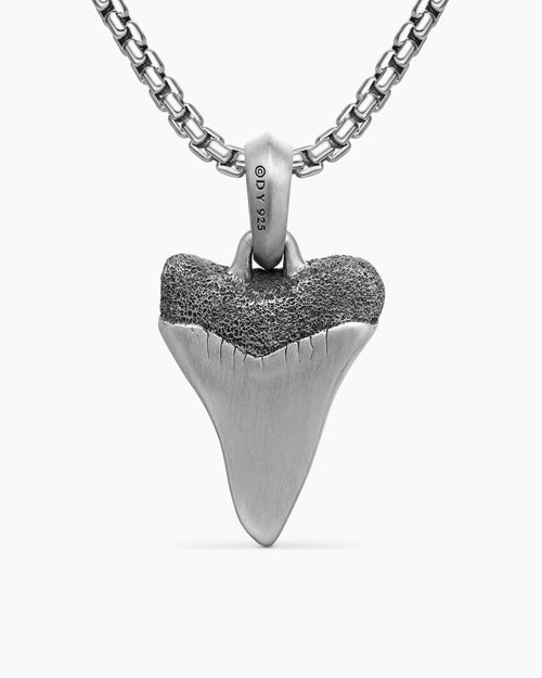 Mens Shark Tooth Amulet in Sterling Silver, 25.8mm
