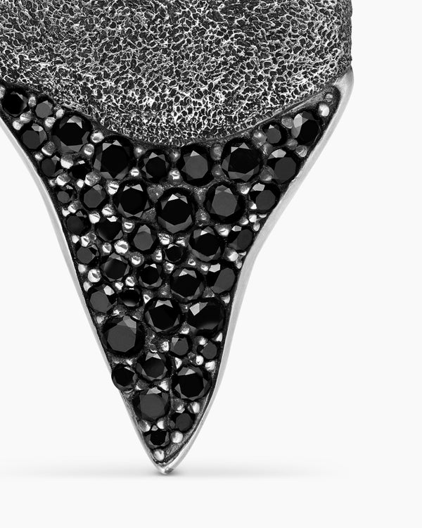 Shark Tooth Amulet in Sterling Silver with Black Diamonds, 25.8mm