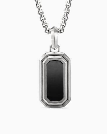 Deco Amulet in Sterling Silver with Black Onyx, 31.7mm
