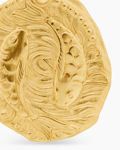 Mens Pisces Amulet in 18K Yellow Gold, 17mm