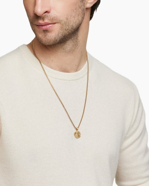 Mens Aries Amulet in 18K Yellow Gold, 17mm