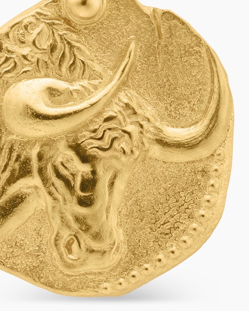 Mens Taurus Amulet in 18K Yellow Gold, 17mm