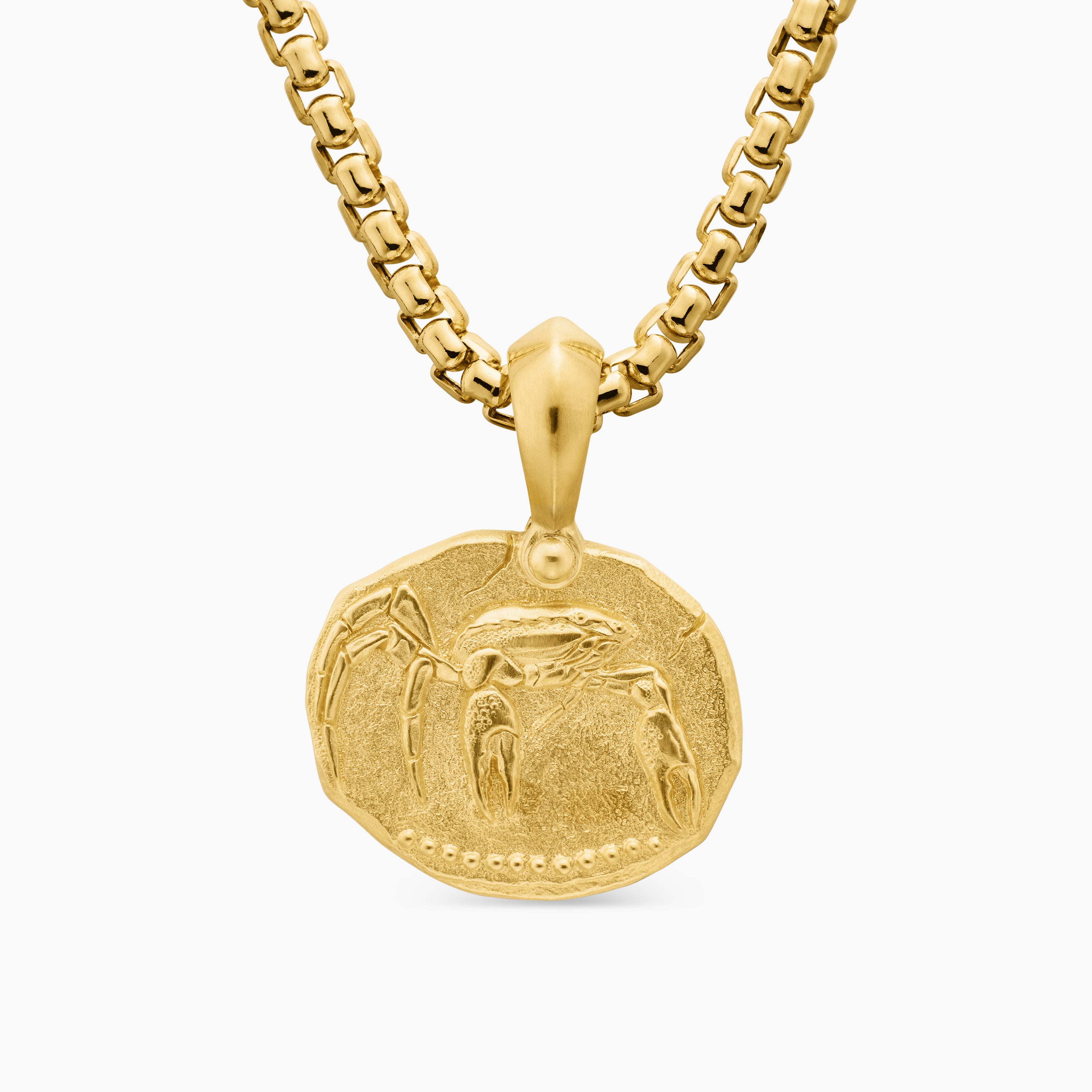 Mens Cancer Amulet in 18K Yellow Gold, 17mm