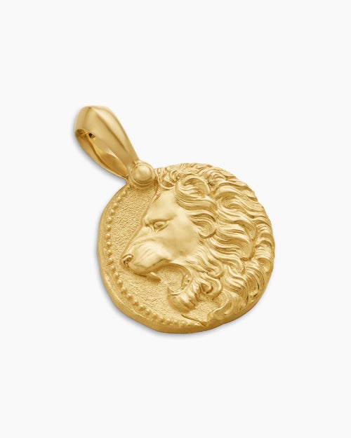 Mens Leo Amulet in 18K Yellow Gold, 17mm