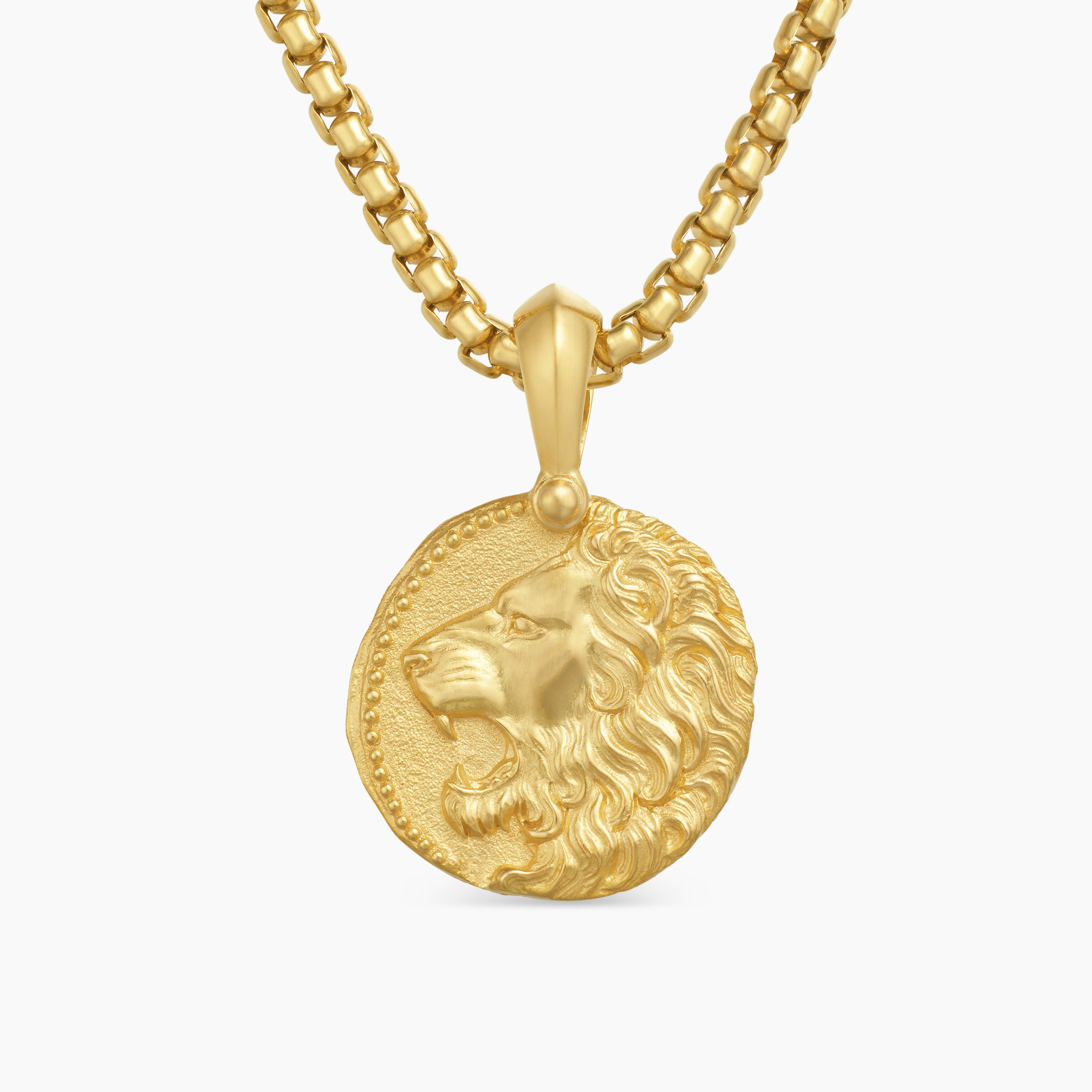 Mens Leo Amulet in 18K Yellow Gold, 17mm