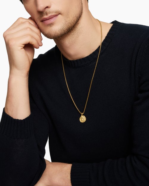 Mens Virgo Amulet in 18K Yellow Gold, 17mm