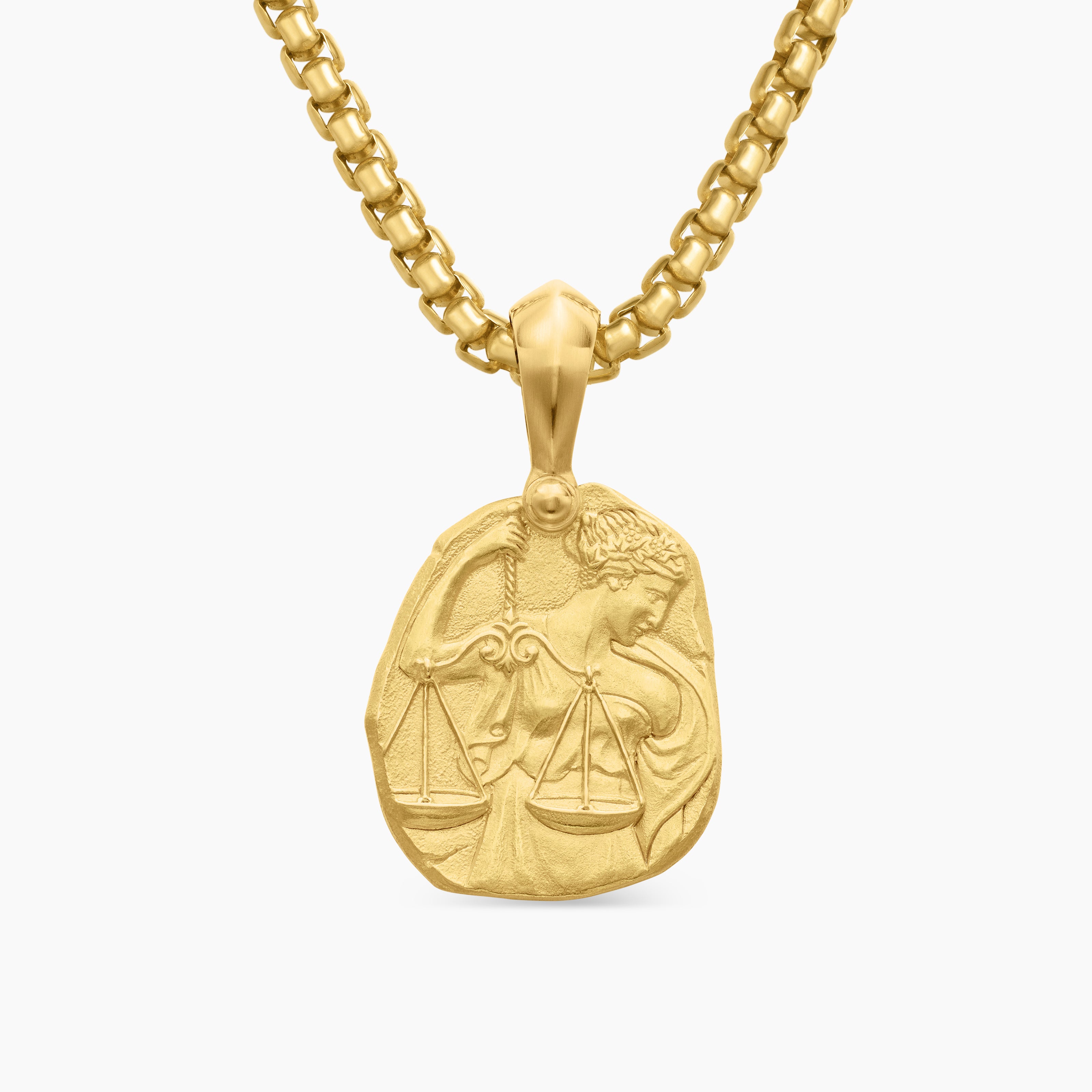 Mens Libra Amulet in 18K Yellow Gold, 17mm