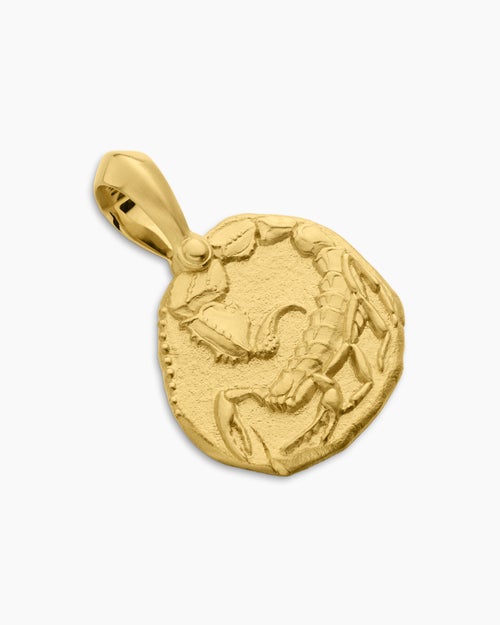 Mens Scorpio Amulet in 18K Yellow Gold, 17mm