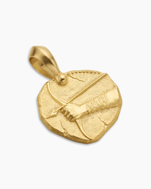 Mens Sagittarius Amulet in 18K Yellow Gold, 17mm