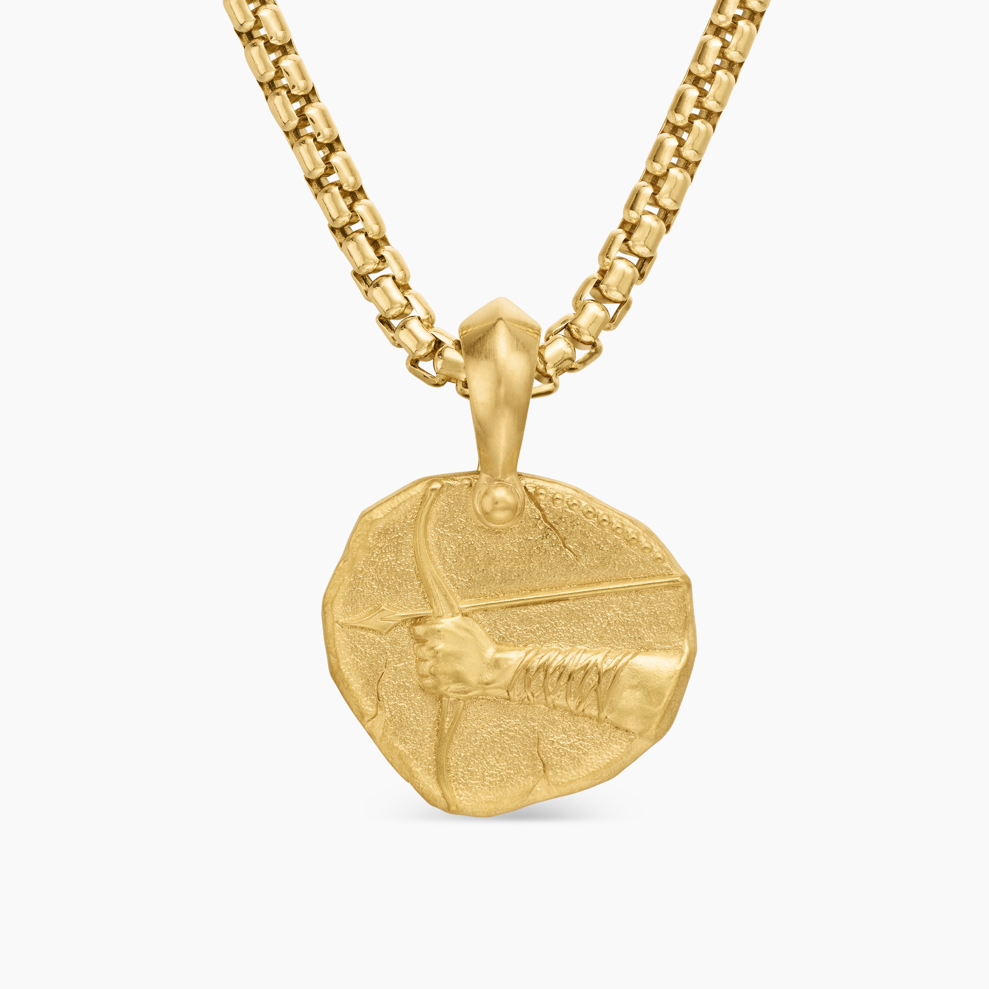 Mens Sagittarius Amulet in 18K Yellow Gold, 17mm