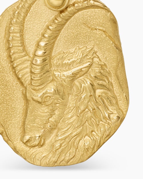 Mens Capricorn Amulet in 18K Yellow Gold, 17mm