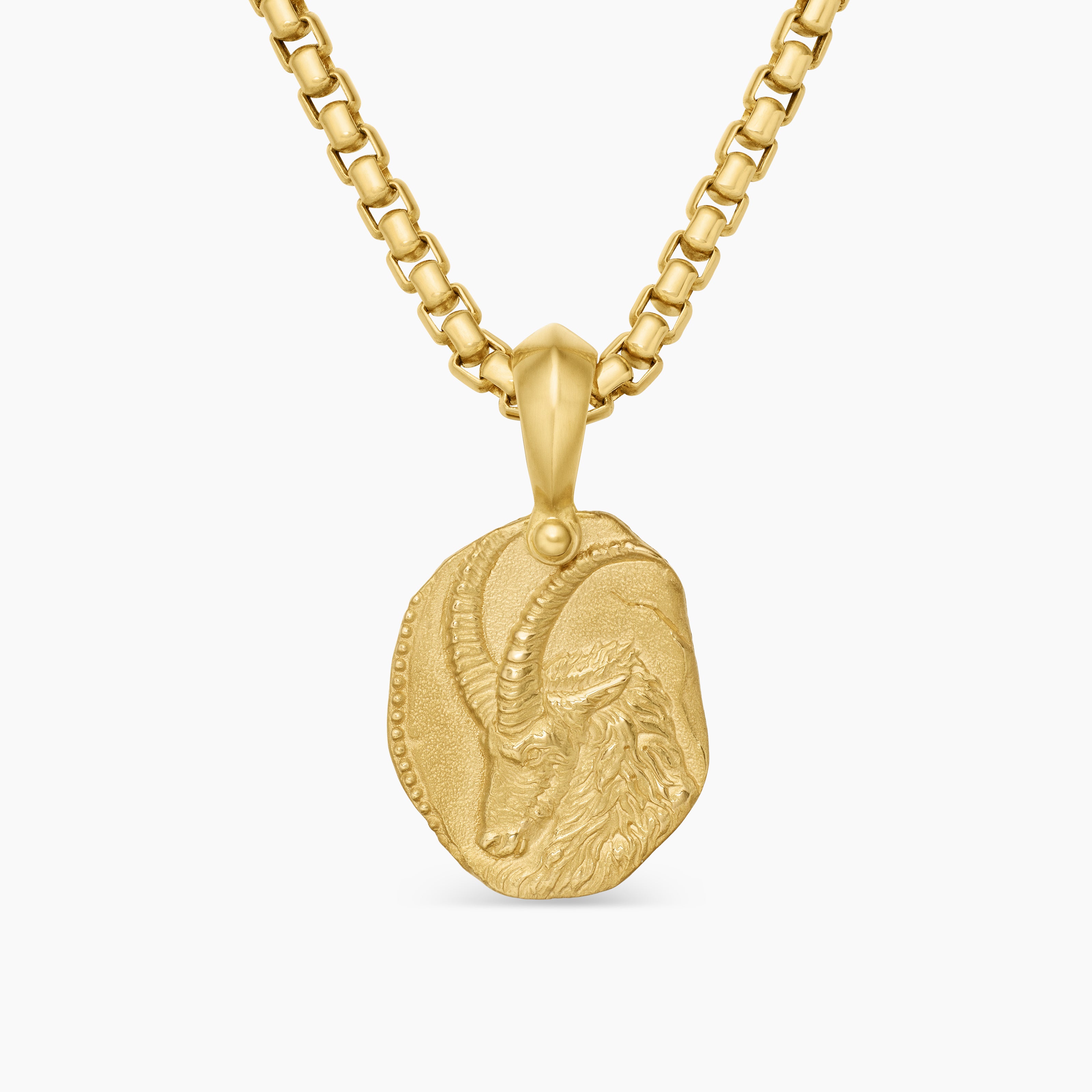 Mens Capricorn Amulet in 18K Yellow Gold, 17mm