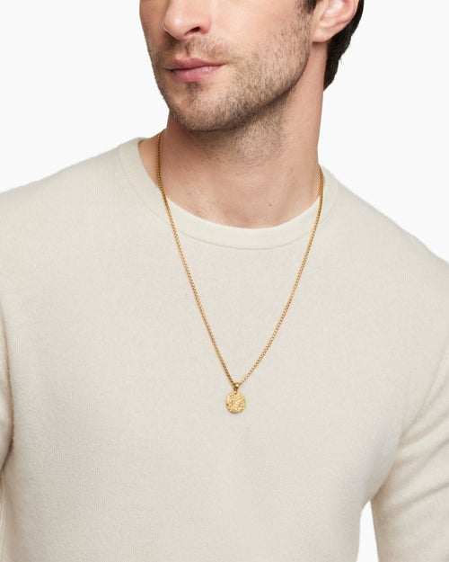 Mens Aquarius Amulet in 18K Yellow Gold, 17mm