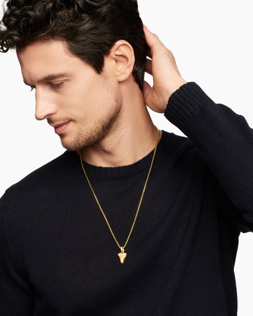Mens Shark Tooth Amulet in 18K Yellow Gold, 17mm