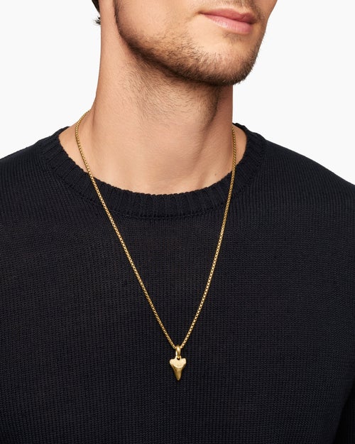 Mens Shark Tooth Amulet in 18K Yellow Gold, 17mm