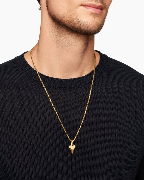 Shark Tooth Amulet in 18K Yellow Gold, 17mm