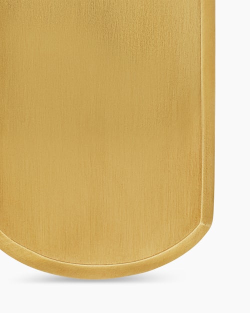 Mens Chevron Tag in 18K Yellow Gold with Rainbow Baguettes, 35mm