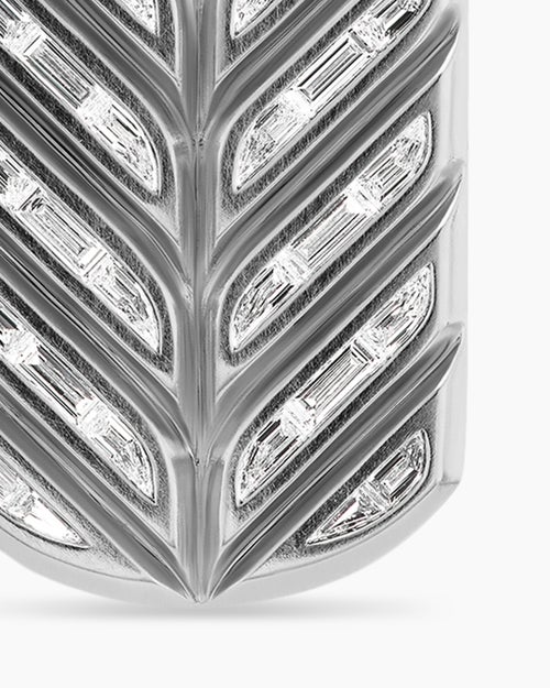 Mens Chevron Tag in Platinum with Diamond Baguettes, 35mm