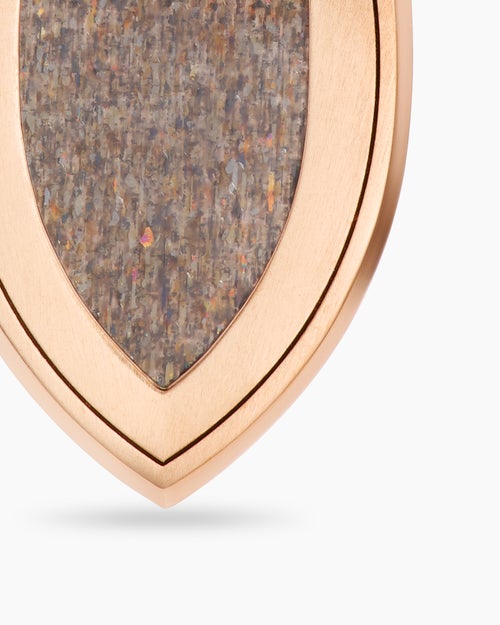 Mens Shield Amulet in 18K Rose Gold with Black Sun Stone and Cognac Diamonds, 27mm