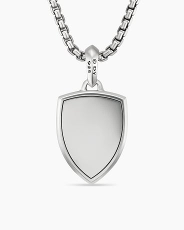 Shield Amulet in Sterling Silver with Black Onyx and Black Diamonds, 27mm