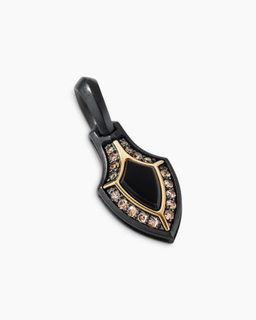 Armory® Gothic Amulet in Black Titanium with 18K Yellow Gold, Black Onyx and Cognac Diamonds, 29.8mm