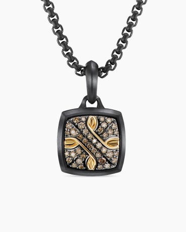 Armory® Amulet in Black Titanium with 18K Yellow Gold and Cognac Diamonds, 28.3mm