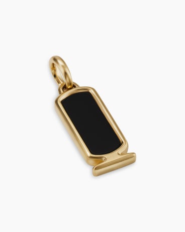 Cairo Cartouche Amulet in 18K Yellow Gold with Black Onyx, 33.5mm