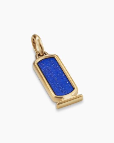 Cairo Cartouche Amulet in 18K Yellow Gold with Lapis, 33.5mm