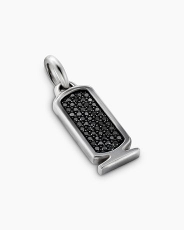 Cairo Cartouche Amulet in Sterling Silver with Black Diamonds, 33.5mm