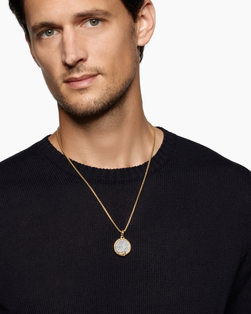 Mens Ouroboros Amulet in 18K Yellow Gold with Diamonds, 25mm