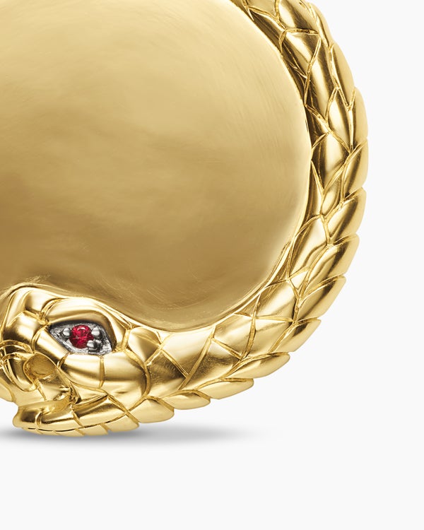 Ouroboros Amulet in 18K Yellow Gold with Rubies, 25mm