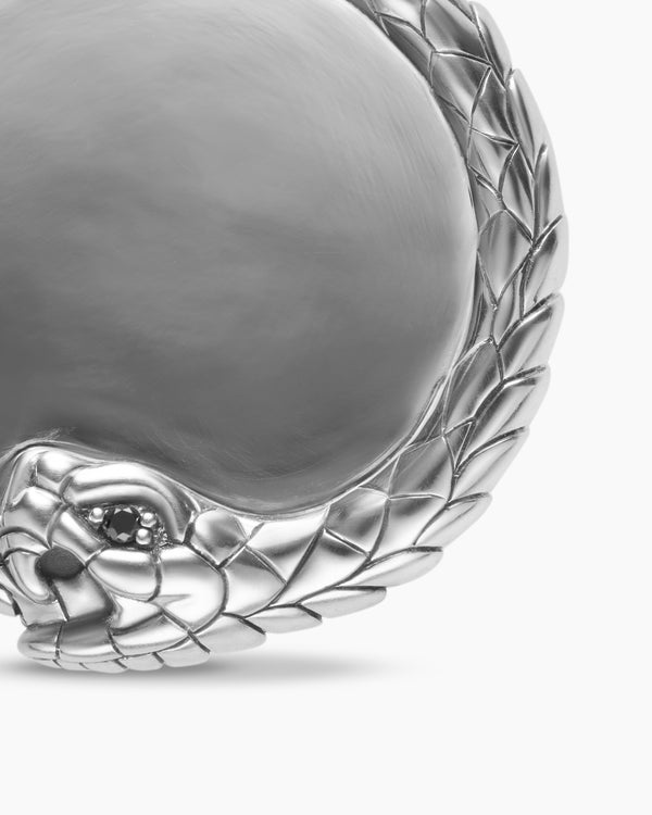 Ouroboros Amulet in Sterling Silver with Black Diamonds, 25mm