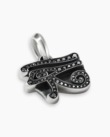 Cairo Eye of Horus Amulet in Sterling Silver with Black Diamonds, 27.6mm