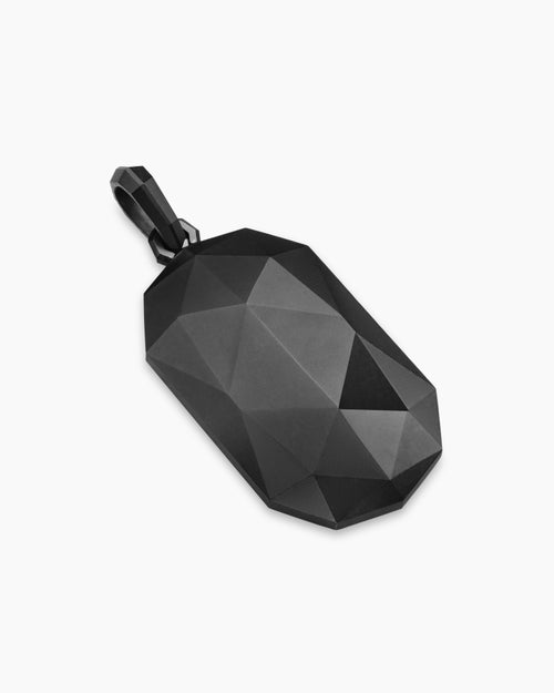 Mens Faceted Amulet in Black Titanium, 36.3mm