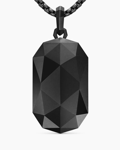 Mens Faceted Amulet in Black Titanium, 36.3mm