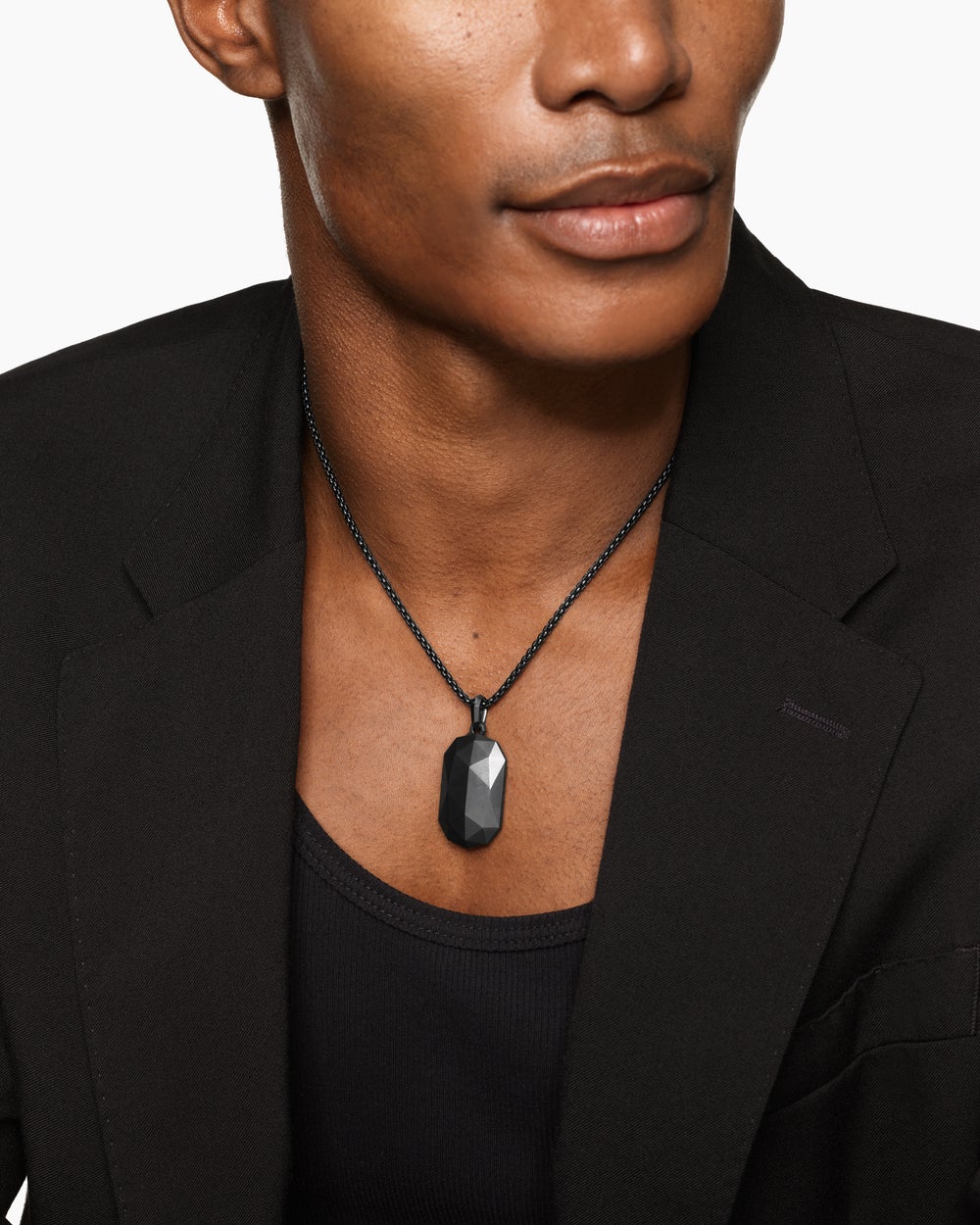 Amulette Faceted en titane noir, 36,3 mm hommes