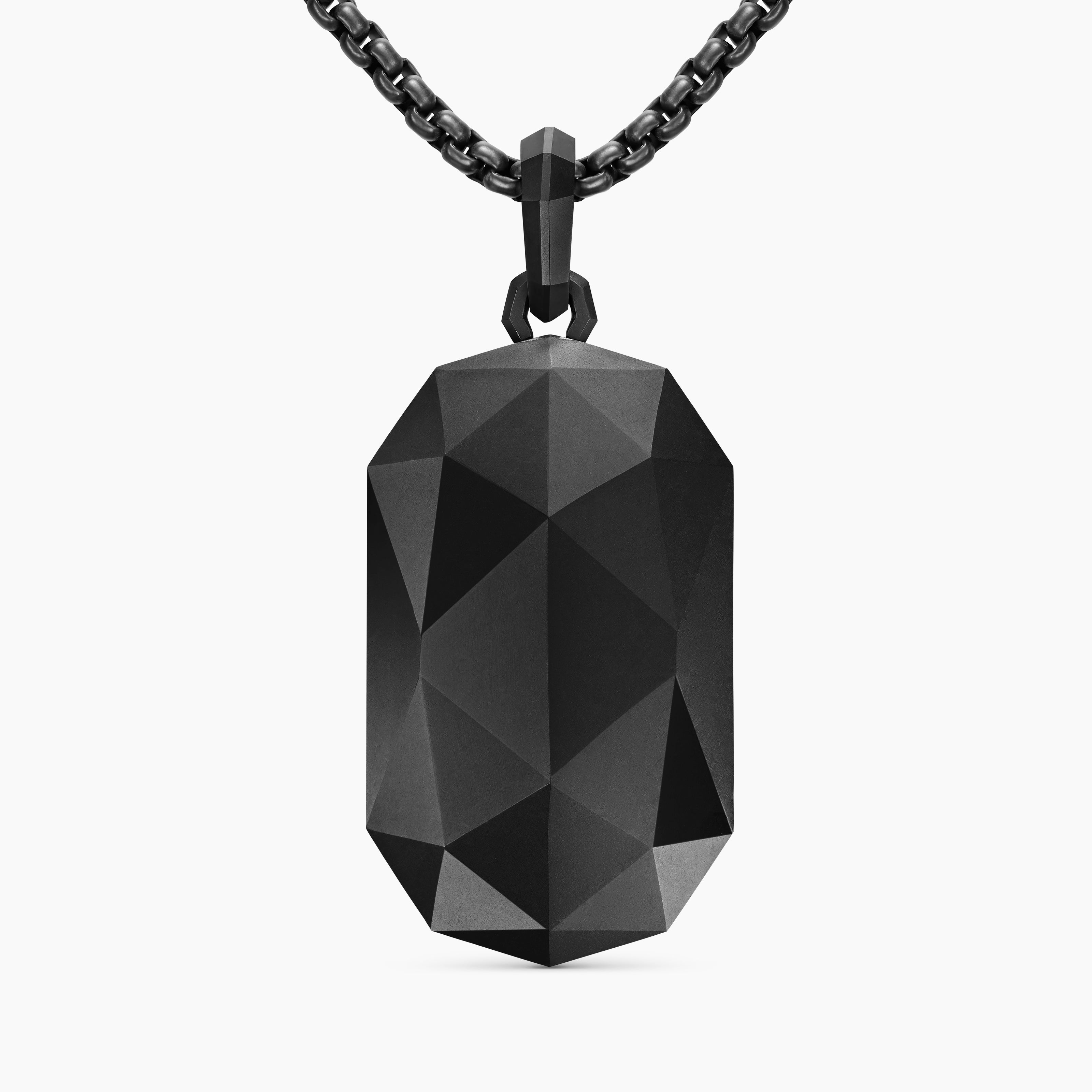 Mens Faceted Amulet in Black Titanium, 36.3mm