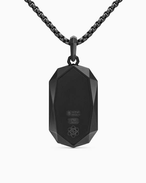Faceted Amulet in Black Titanium with Meteorite, 36.3mm