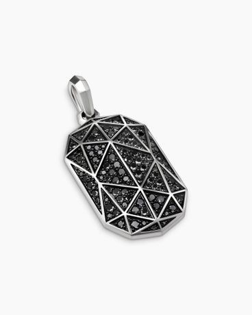 Torqued Faceted Amulet in Sterling Silver with Black Diamonds, 37mm