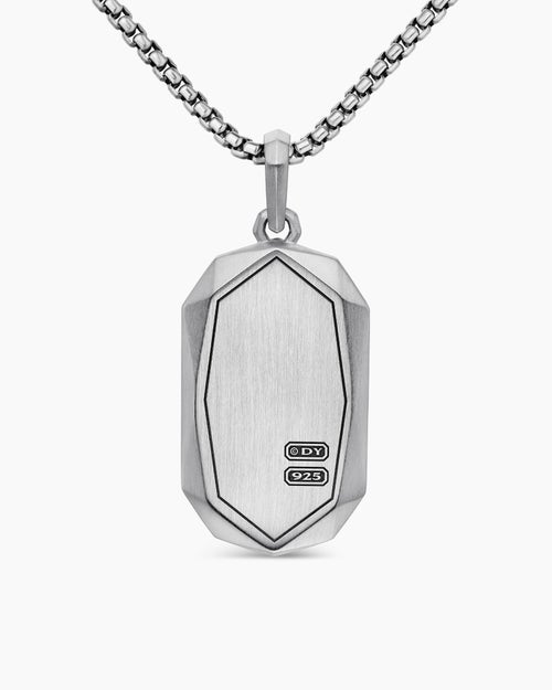 Mens Faceted Amulet in Sterling Silver with Black Diamonds, 36.3mm