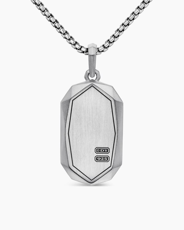 Amulette Faceted en argent sterling avec diamants noirs, 36,3 mm